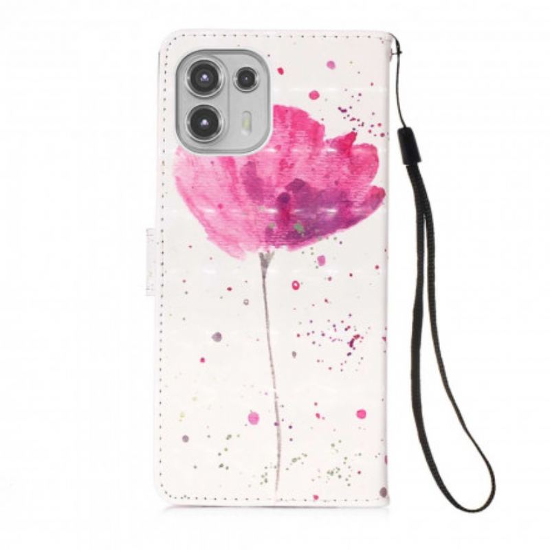 Capa Capa Flip Para Motorola Edge 20 Lite Papoula Aquarela