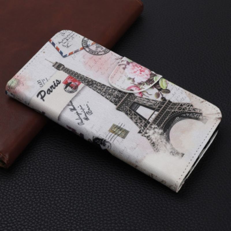 Capa Flip Para Motorola Edge 20 Lite Torre Eiffel Retrô