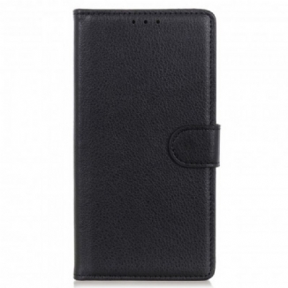 Capa Folio Para Motorola Edge 20 Lite Couro Sintético De Lichia Tradicional