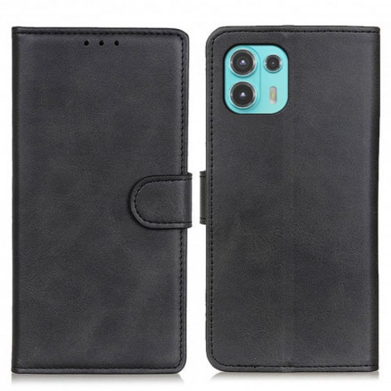 Capa Folio Para Motorola Edge 20 Lite Efeito De Couro Fosco