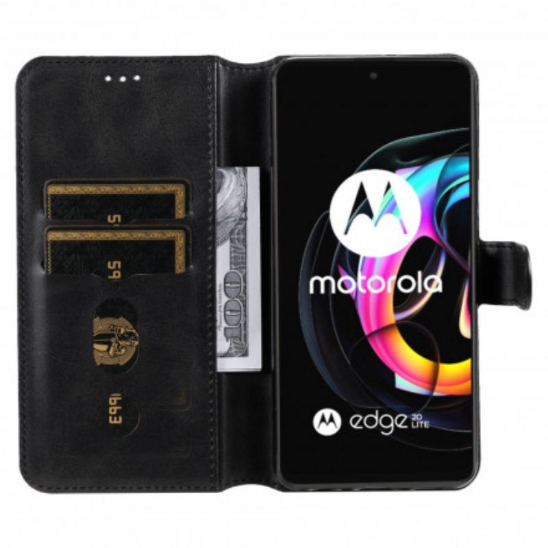 Capa Folio Para Motorola Edge 20 Lite Novas Cores De Couro Falso