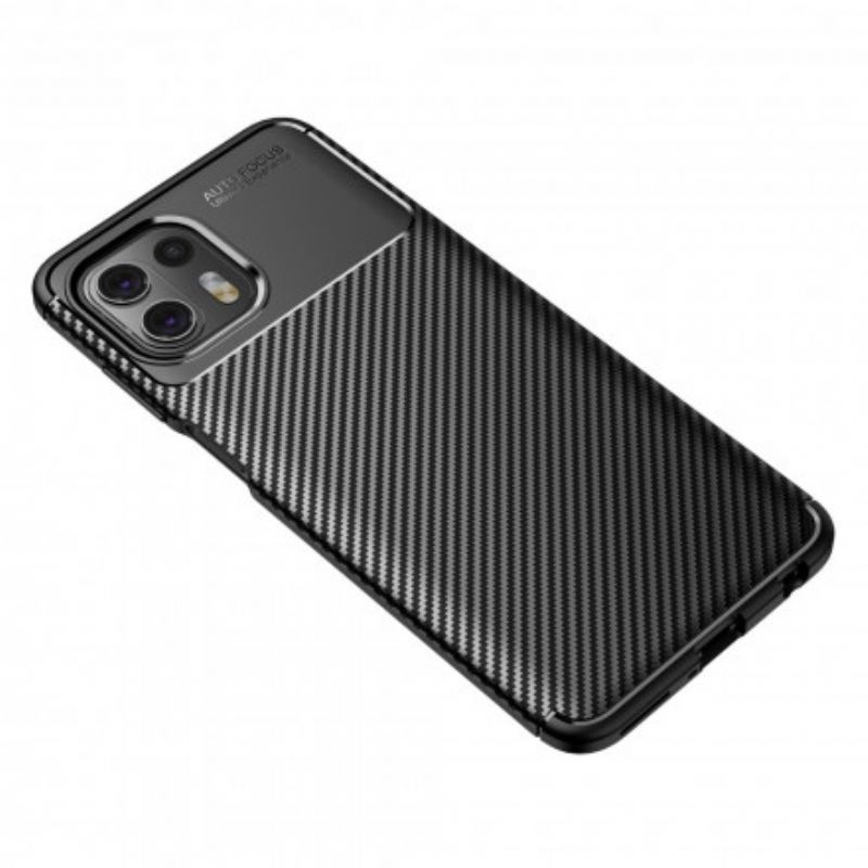 Capa Para Motorola Edge 20 Lite Textura Flexível De Fibra De Carbono