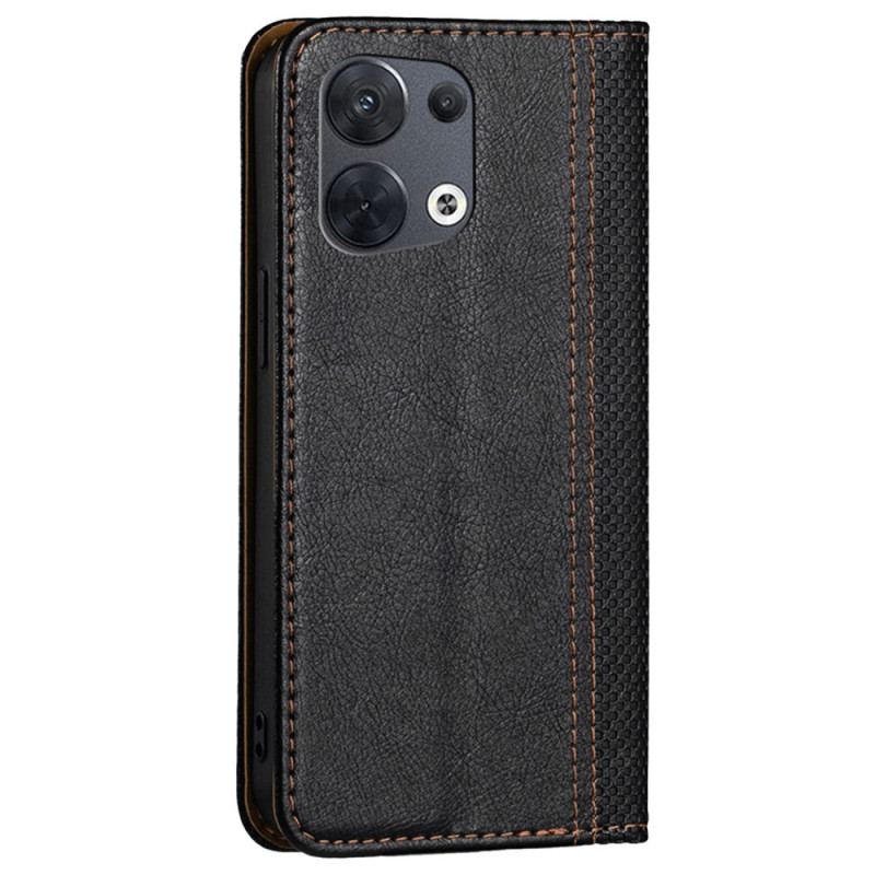 Capa De Celular Para Oppo Reno 8 Flip Couro Falso Vintage