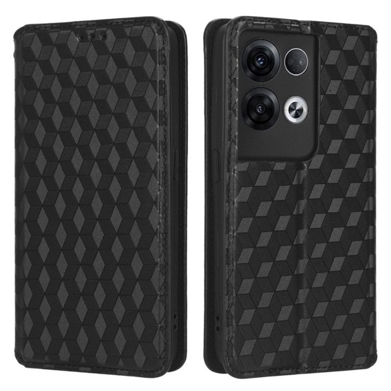 Capa De Celular Para Oppo Reno 8 Flip Efeito Couro Cubo 3d