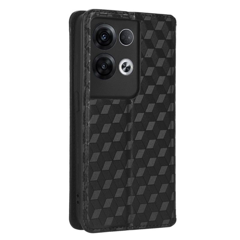 Capa De Celular Para Oppo Reno 8 Flip Efeito Couro Cubo 3d