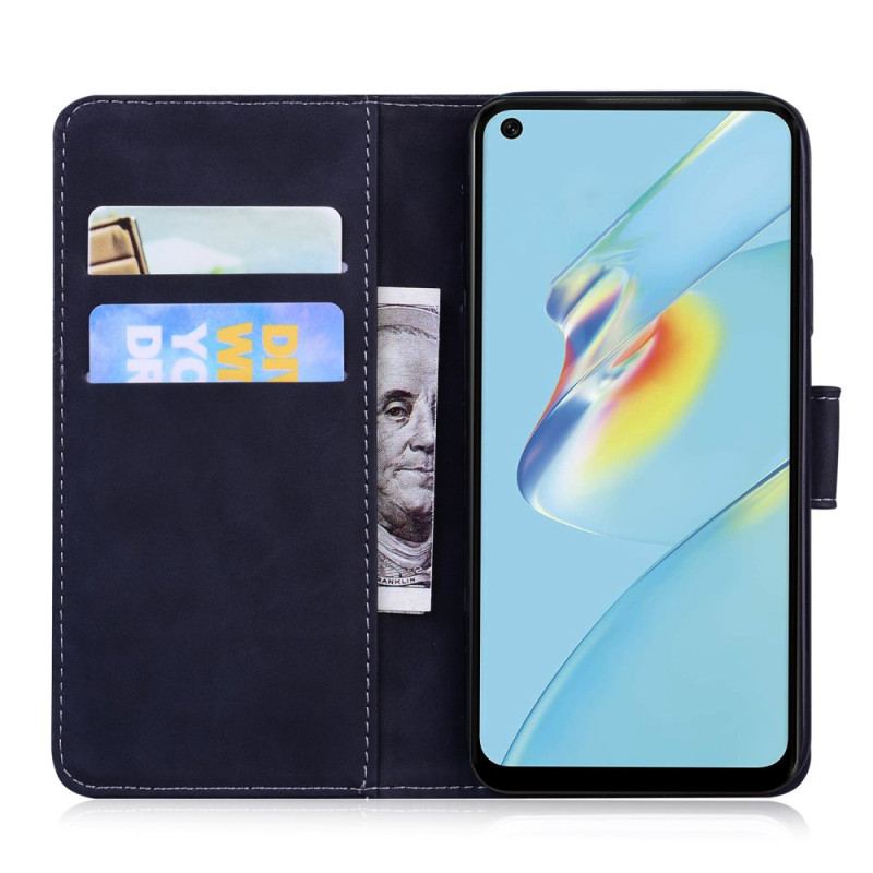 Capa De Couro Para Oppo Reno 8 Borboleta