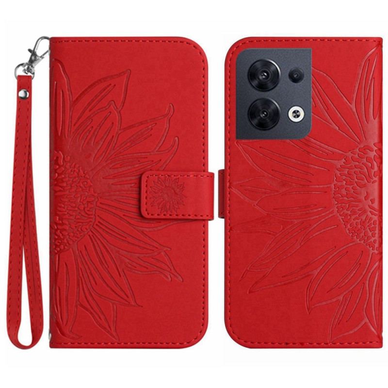 Capa De Couro Para Oppo Reno 8 De Cordão Girassol Strappy