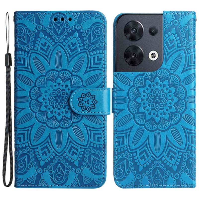 Capa De Couro Para Oppo Reno 8 De Cordão Girassol Strappy