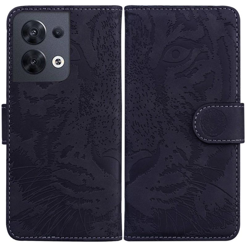 Capa De Couro Para Oppo Reno 8 Pegada De Tigre