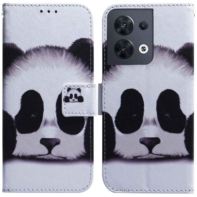 Capa Em Pele Para Oppo Reno 8 Panda Com Cordão