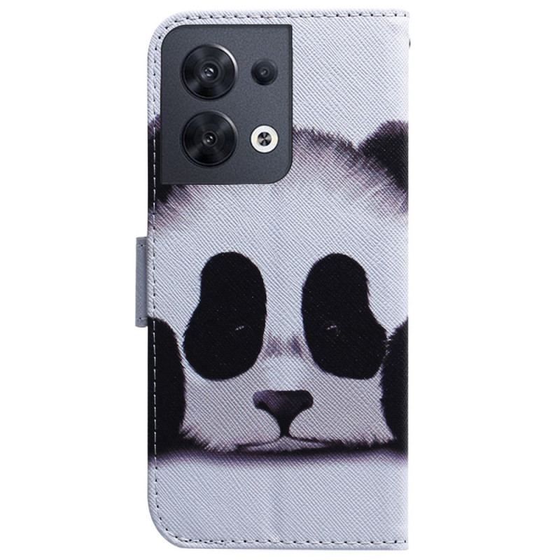 Capa Em Pele Para Oppo Reno 8 Panda Com Cordão