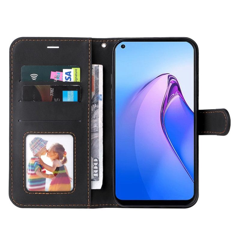 Capa Flip Para Oppo Reno 8 De Cordão Cinta Tricolor