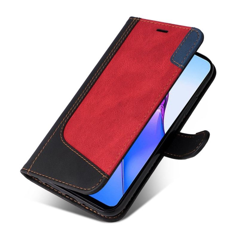 Capa Flip Para Oppo Reno 8 De Cordão Cinta Tricolor