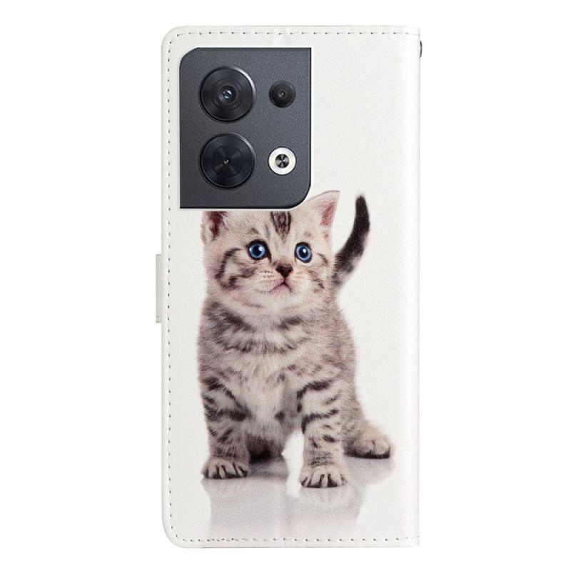 Capa Flip Para Oppo Reno 8 De Cordão Gatinho Strappy