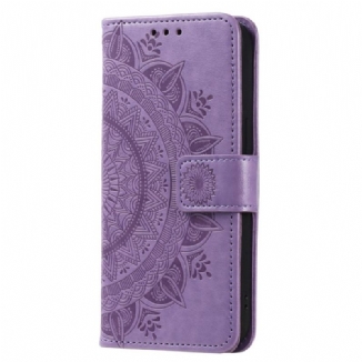 Capa Flip Para Oppo Reno 8 De Cordão Mandala Do Sol Strappy