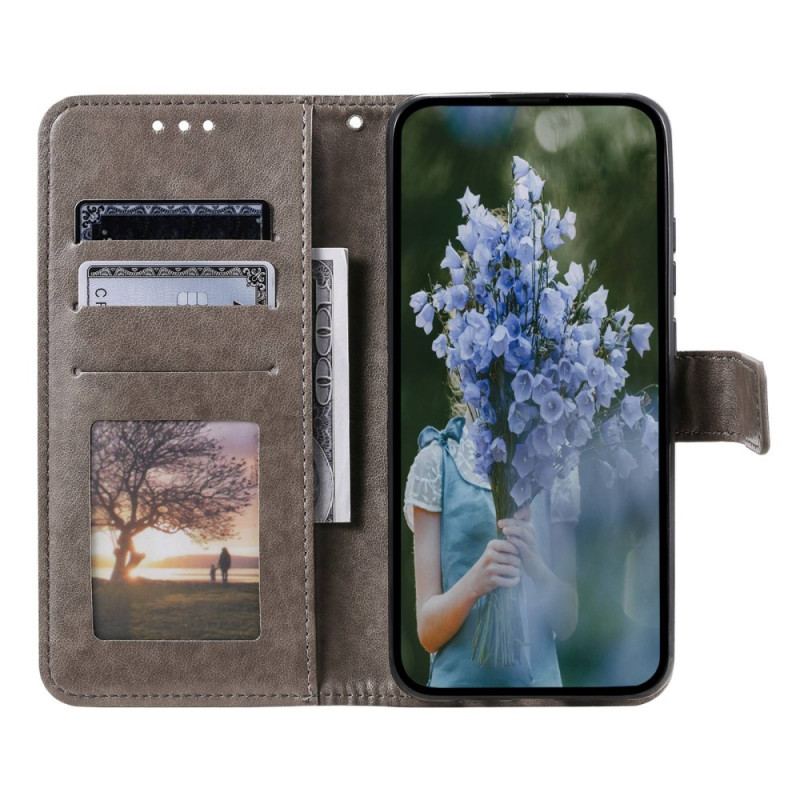 Capa Flip Para Oppo Reno 8 De Cordão Mandala Do Sol Strappy