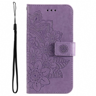 Capa Flip Para Oppo Reno 8 De Cordão Strappy Floral