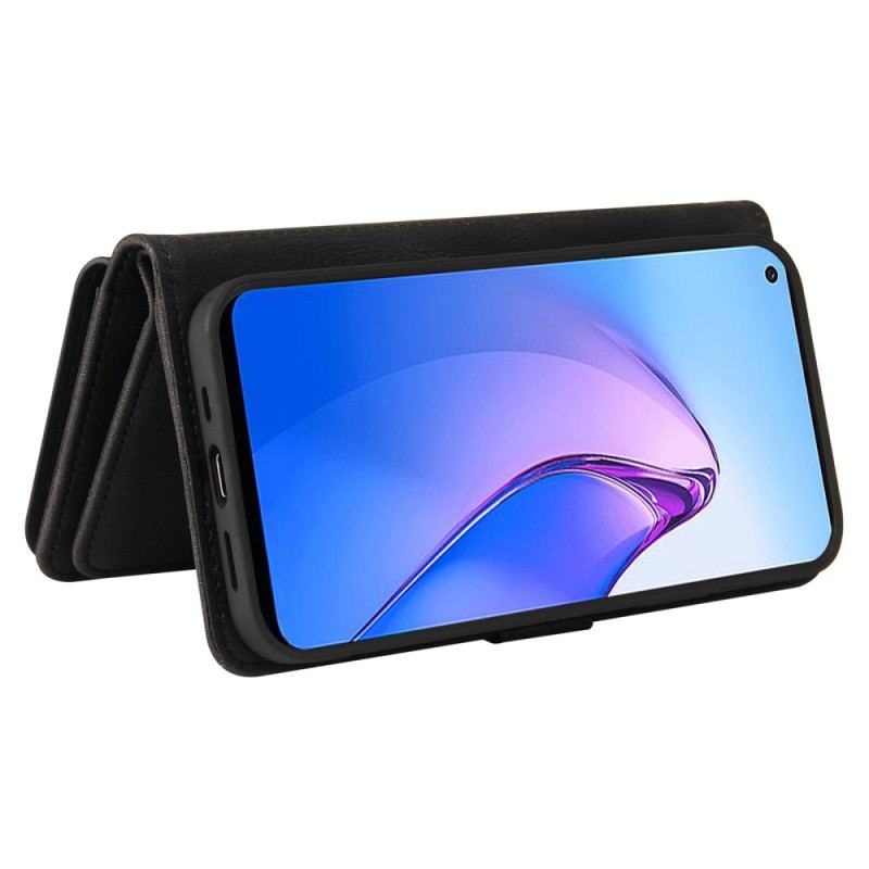 Capa Flip Para Oppo Reno 8 Titular Do Cartão Multifuncional