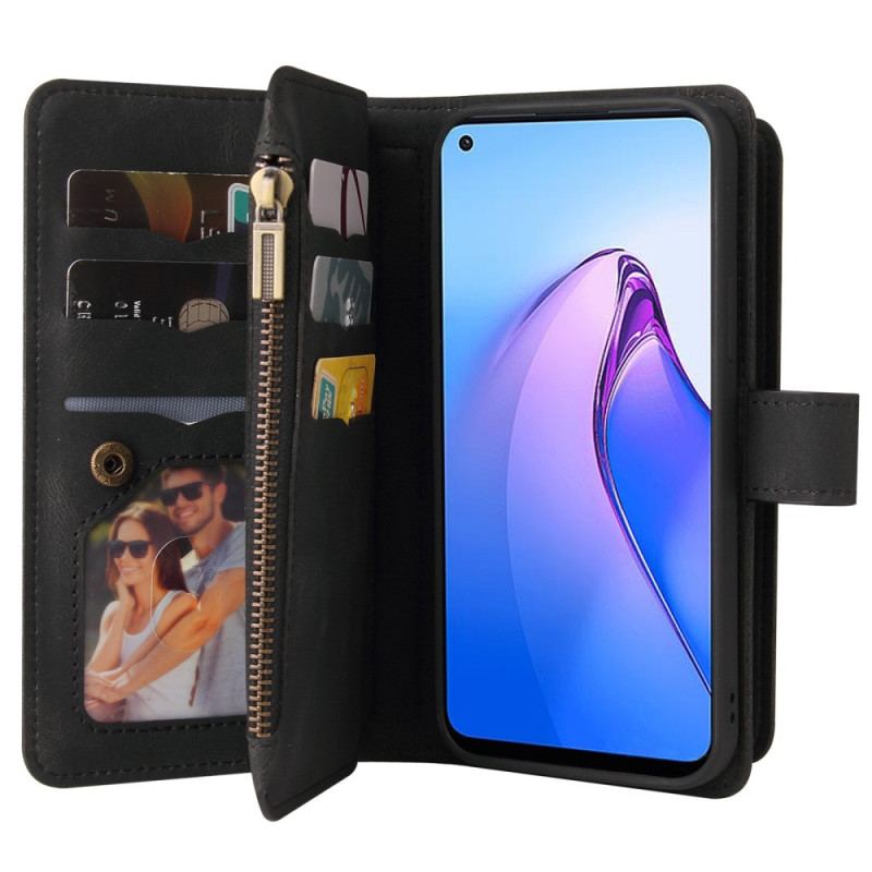 Capa Flip Para Oppo Reno 8 Titular Do Cartão Multifuncional