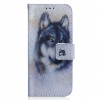 Capa Folio Para Oppo Reno 8 Cachorro Em Aquarela Com Cordão