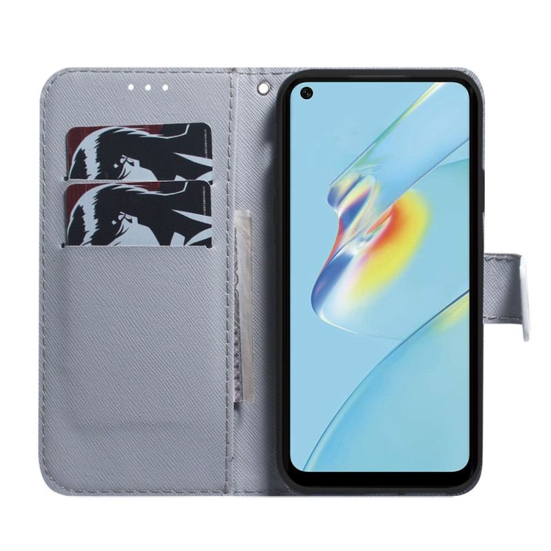 Capa Folio Para Oppo Reno 8 Cachorro Em Aquarela Com Cordão