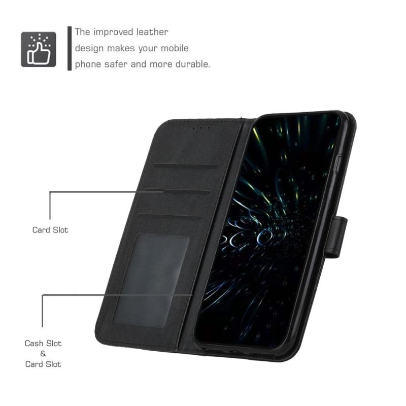 Capa Folio Para Oppo Reno 8 De Cordão Strappy Efeito De Couro Geométrico