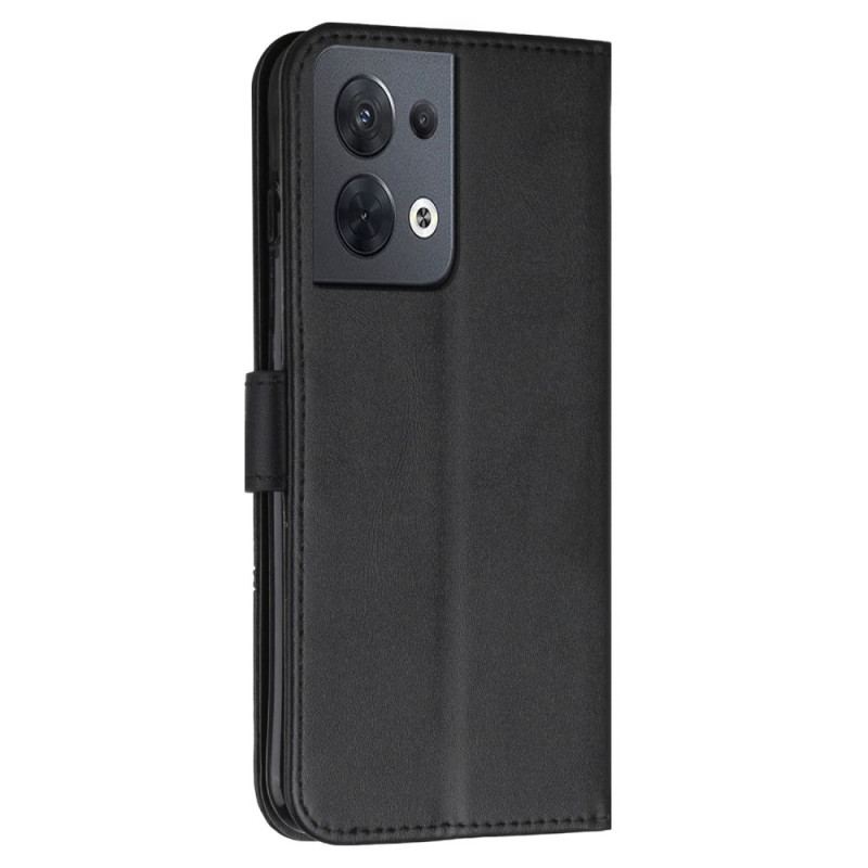 Capa Folio Para Oppo Reno 8 De Cordão Strappy Efeito De Couro Geométrico