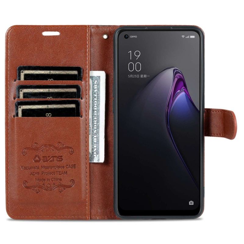 Capa Folio Para Oppo Reno 8 Couro Sintético Azns