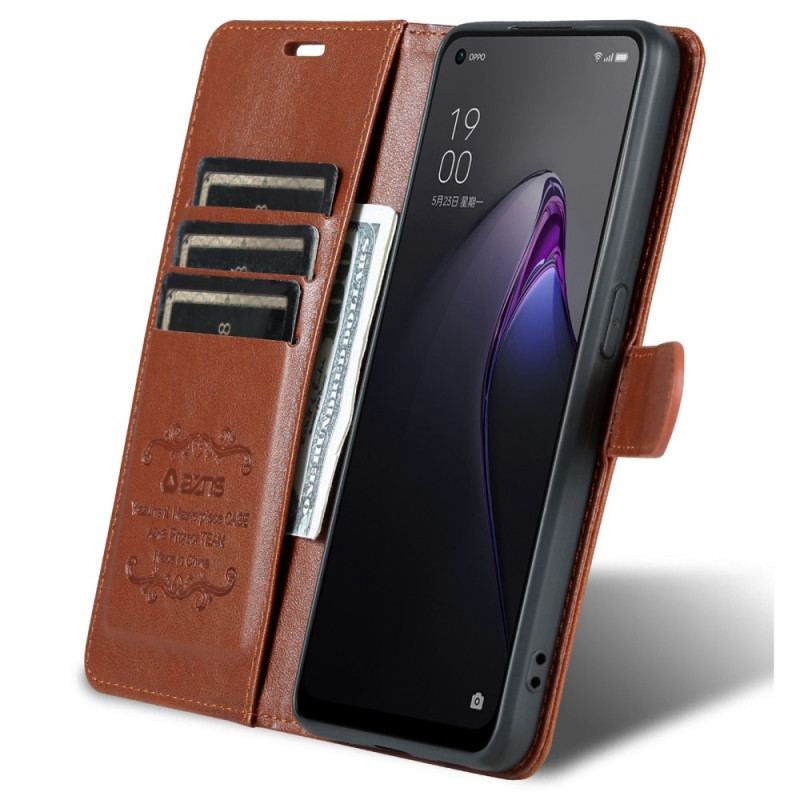 Capa Folio Para Oppo Reno 8 Couro Sintético Azns