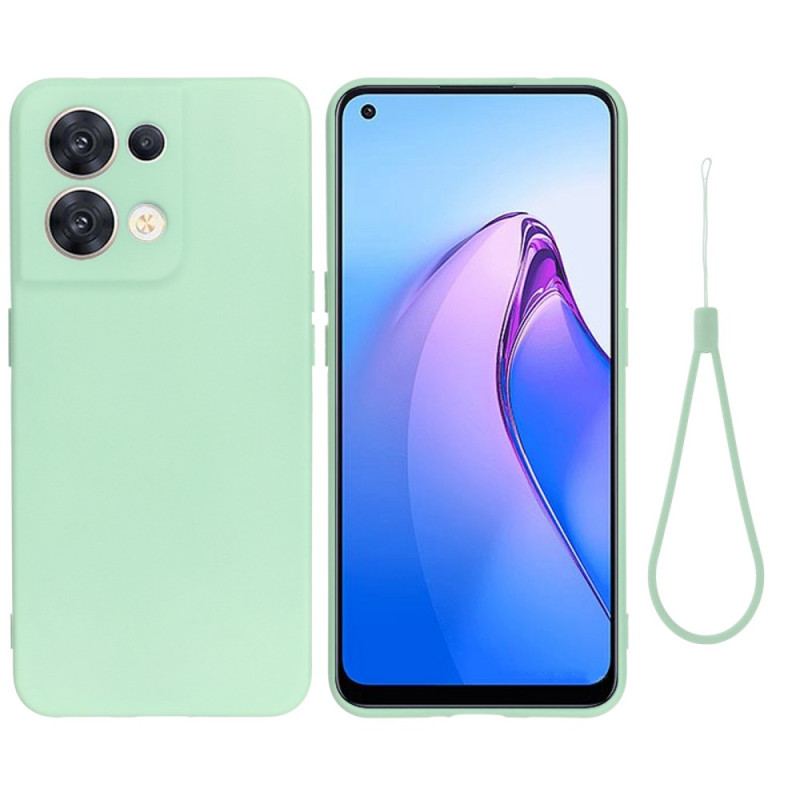 Capa Para Oppo Reno 8 De Cordão Tiras De Silicone Líquido