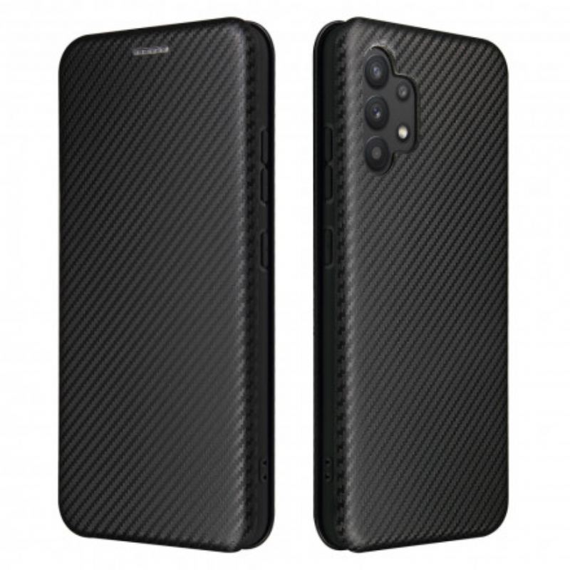 Capa De Celular Para Samsung Galaxy A32 Flip Fibra De Carbono