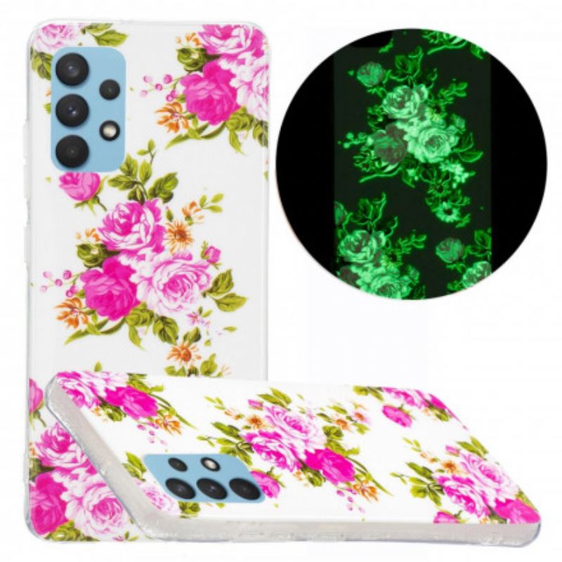 Capa De Celular Para Samsung Galaxy A32 Flores Da Liberdade Fluorescentes