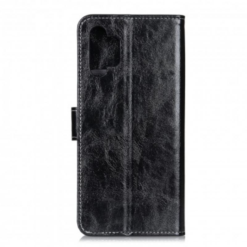 Capa De Couro Para Samsung Galaxy A32 Costuras Brilhantes E Expostas