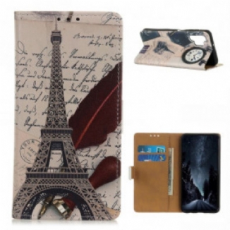 Capa De Couro Para Samsung Galaxy A32 Torre Eiffel Do Poeta