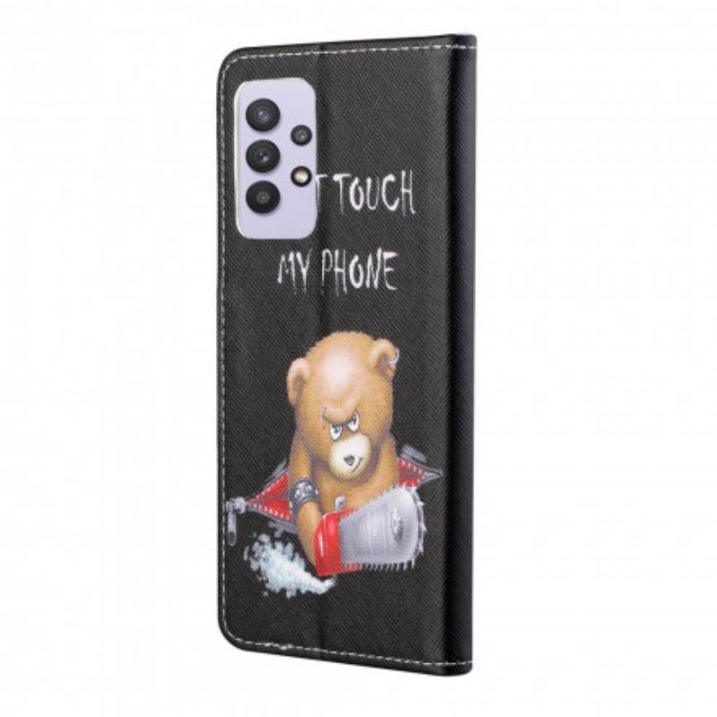 Capa Em Pele Para Samsung Galaxy A32 Urso Perigoso