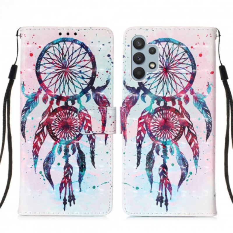 Capa Flip Para Samsung Galaxy A32 Apanhador De Sonhos Aquarela