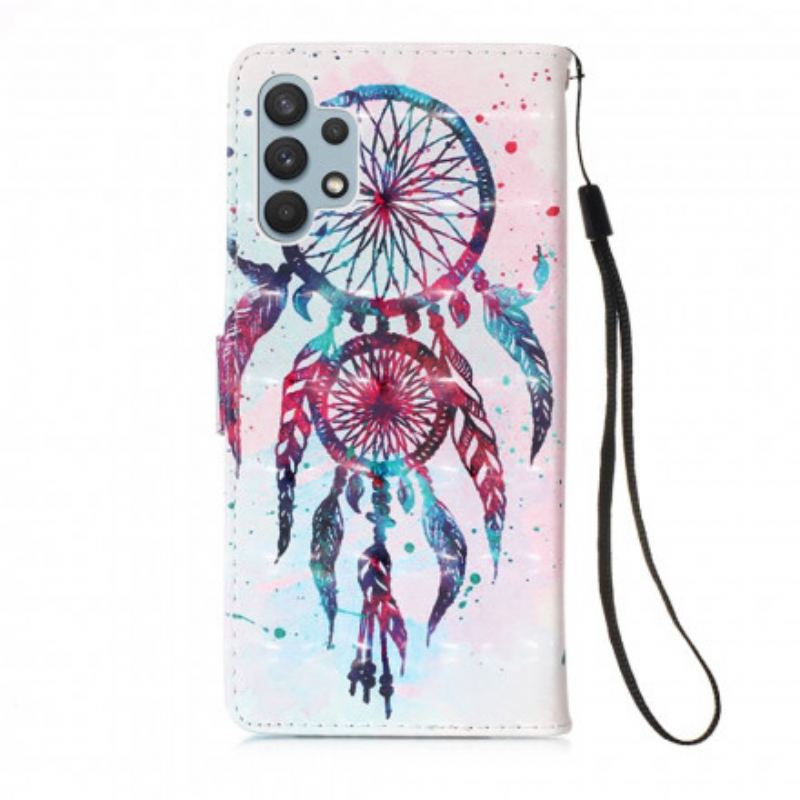 Capa Flip Para Samsung Galaxy A32 Apanhador De Sonhos Aquarela