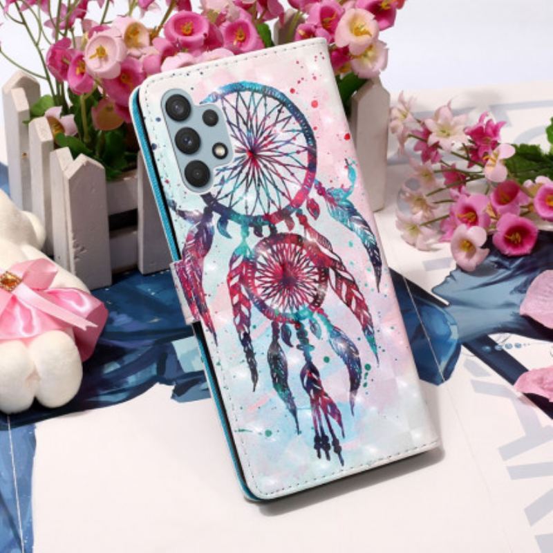 Capa Flip Para Samsung Galaxy A32 Apanhador De Sonhos Aquarela