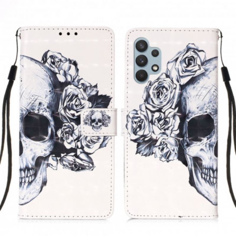 Capa Flip Para Samsung Galaxy A32 Caveira Florida