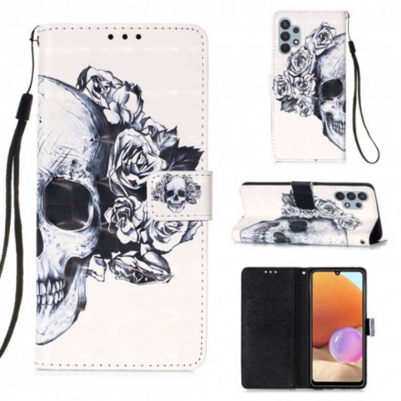 Capa Flip Para Samsung Galaxy A32 Caveira Florida