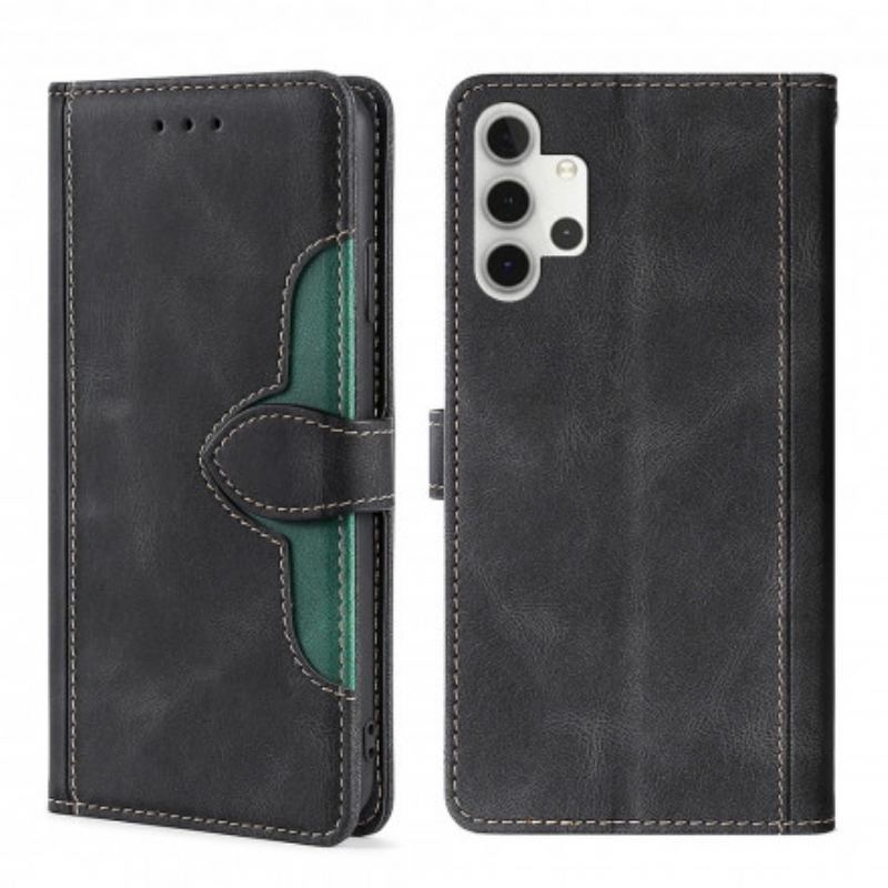 Capa Flip Para Samsung Galaxy A32 Couro Sintético Bicolor Estiloso