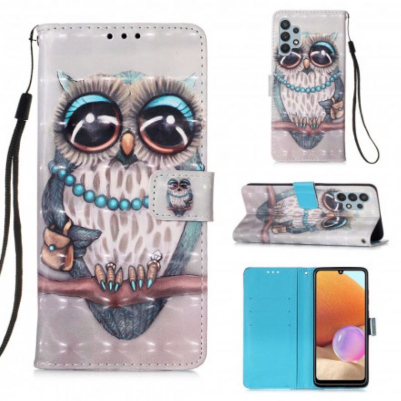 Capa Flip Para Samsung Galaxy A32 Dona Coruja