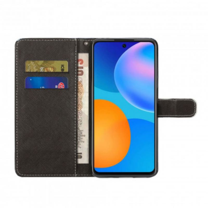 Capa Flip Para Samsung Galaxy A32 Lobo No Inverno Com Cordão