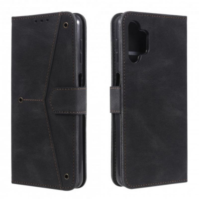 Capa Flip Para Samsung Galaxy A32 Rebites Bicolores De Couro Falso