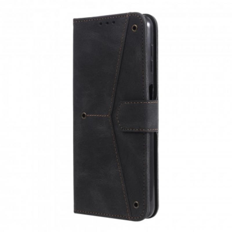 Capa Flip Para Samsung Galaxy A32 Rebites Bicolores De Couro Falso