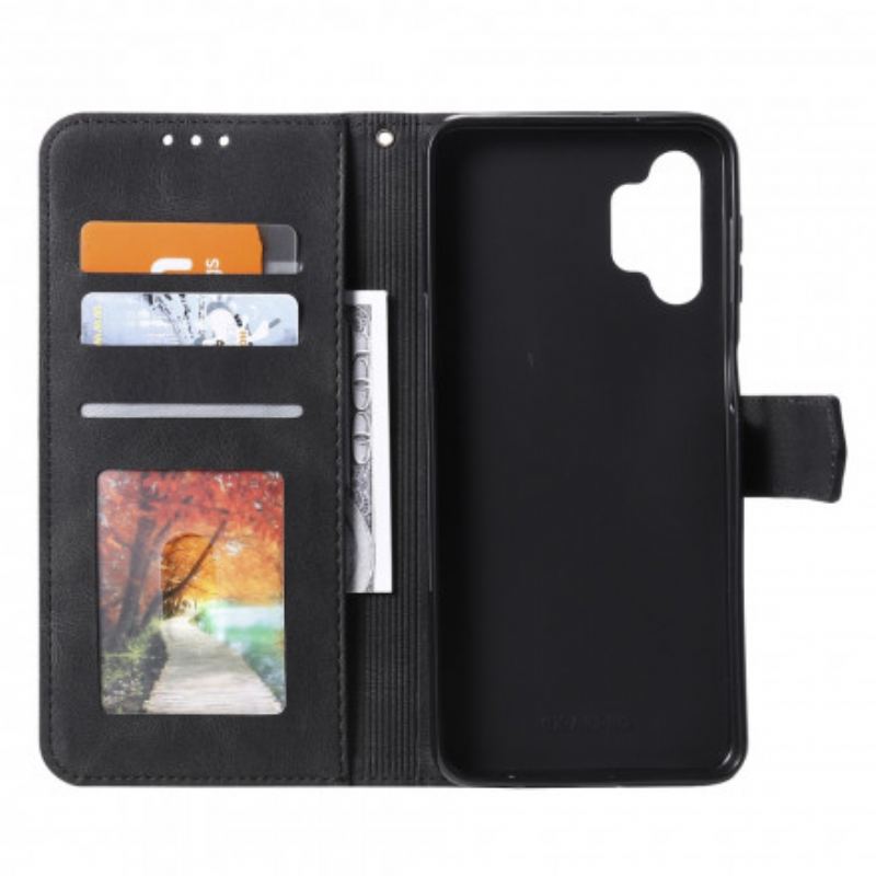 Capa Flip Para Samsung Galaxy A32 Rebites Bicolores De Couro Falso