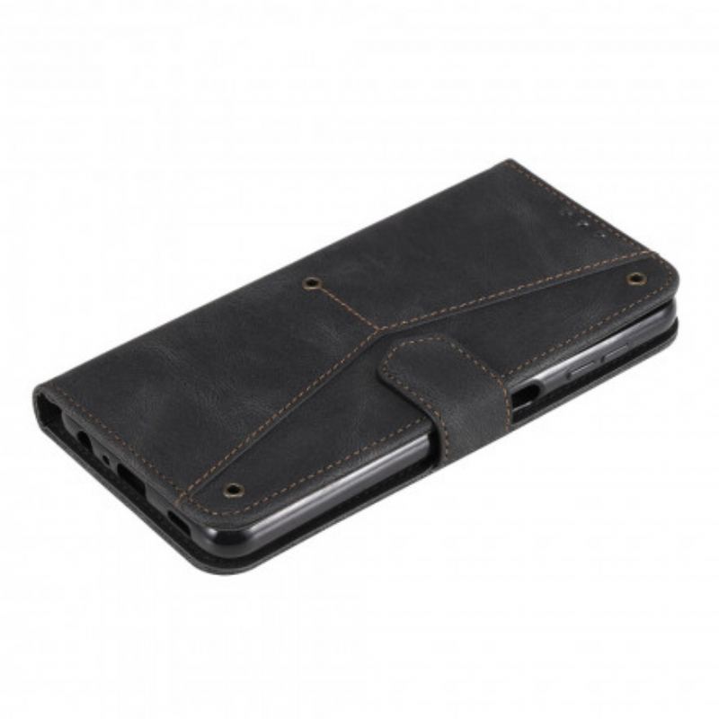 Capa Flip Para Samsung Galaxy A32 Rebites Bicolores De Couro Falso