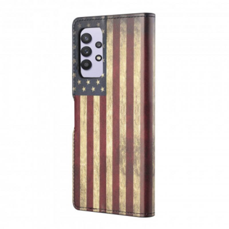 Capa Folio Para Samsung Galaxy A32 54g Bandeira Americana