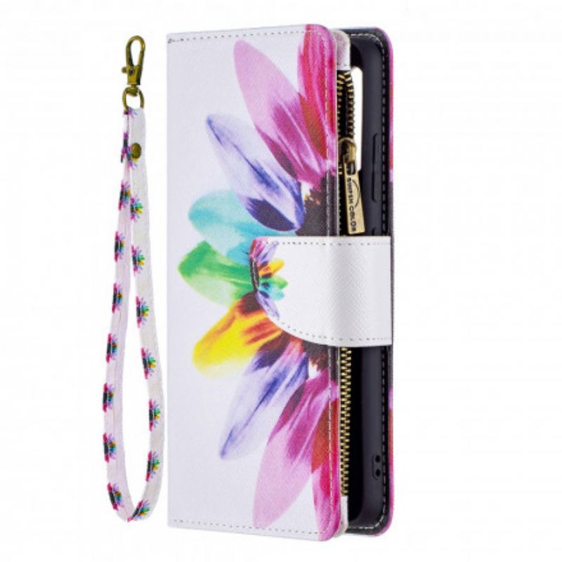 Capa Folio Para Samsung Galaxy A32 Bolso Com Zíper Flor