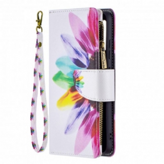 Capa Folio Para Samsung Galaxy A32 Bolso Com Zíper Flor